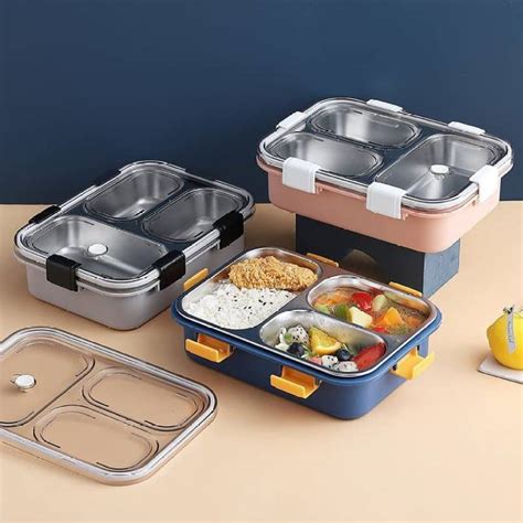 3 compartment lunch box steel|lunch box with 3 compartments.